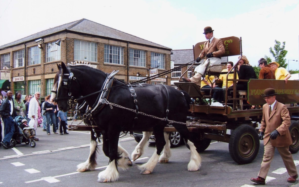 Wandle Valley Festival - 16th Birthday of Merton Abbey Mills, Merton SW19. The Mayor of Merton arriving on the cart.