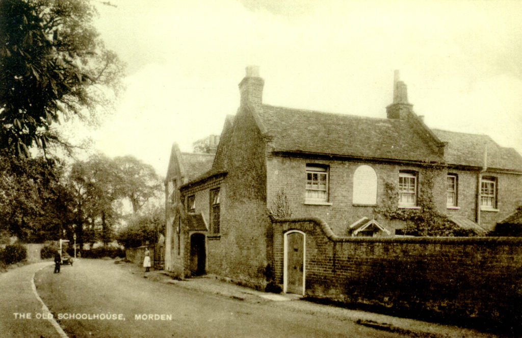 The Old Schoolhouse (now the Parish Hall), Morden. Undated sepia postcard by Tuck.