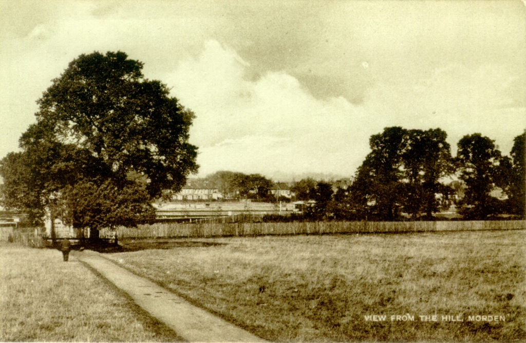 'View from the Hill', Morden. 'Undated sepia postcard by Tuck.