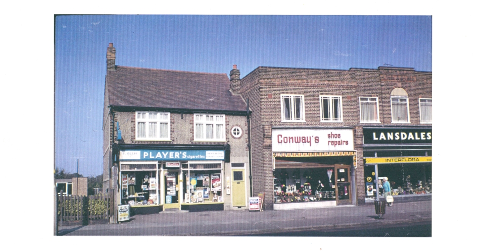 Shops in Crown Lane, Morden (WJR) 1972