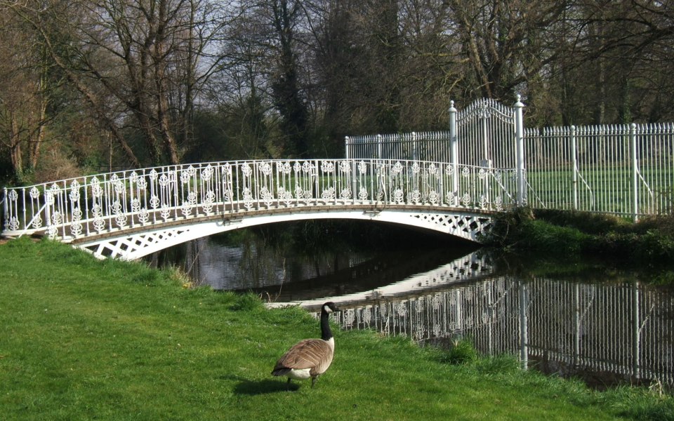 Footbridge over River Wandle, rear of Morden Hall, Morden Hall Park