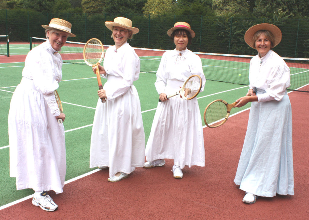 Centenary of the opening of John Innes Park in 1909, John Innes Park, Mostyn Road, Merton Park SW19. Ladies of Cranleigh L.T.C. in period costume. Event organized by the John Innes Society.