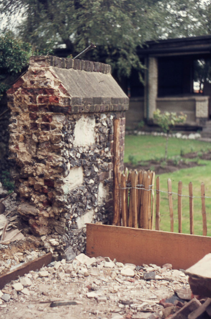 Section through Priory Precinct Wall near Merton Board Mills, off Merton High Street, Merton, London SW 19.