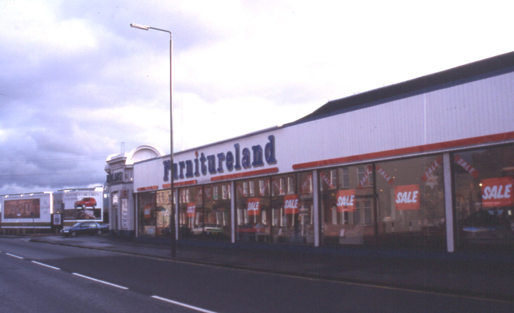 Furnitureland, Merton High Street, London SW 19. Formerly Wimbledon Palais. Site of Halfhide