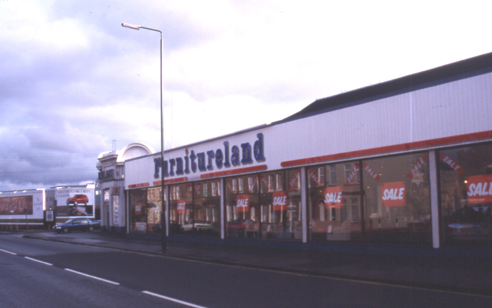 Furnitureland, Merton High Street, London SW 19. Formerly Wimbledon Palais. Site of Halfhide