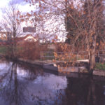 River Wandle above Abbey Mills, Merton, London SW 19. Start of Bennett