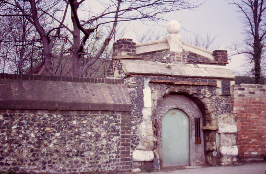 Gateway in Priory Wall, Station Road, Merton, London SW 19.