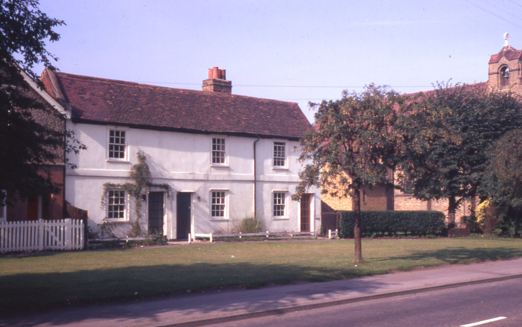Cranmer Cottages, 3,5 & 7 Cranmer Road, Mitcham, Surrey CR4. Three early 18th century cottages. Nos. 3 & 5 are examples of salt-box houses.