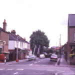 Robinson Road, Colliers Wood, London SW19. Footbridge (1867) over railway to Swains Road. Railway from Merton Abbey to Tooting Junction now gone.