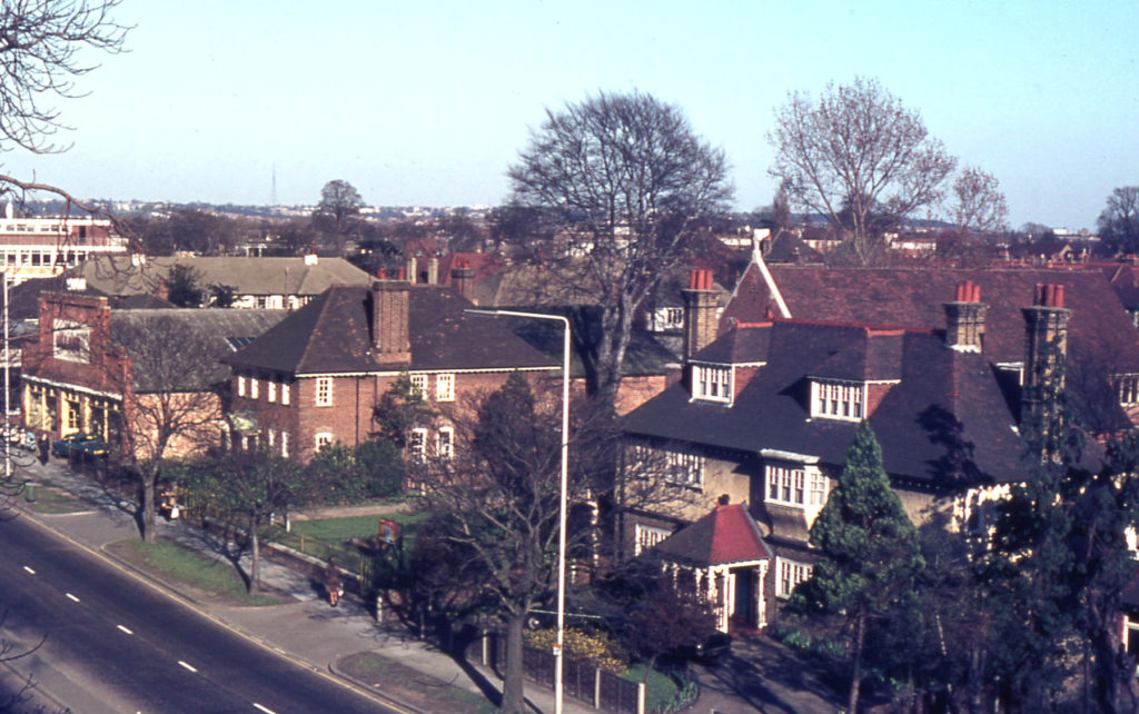London Road (east side), Mitcham, Surrey CR4. Site of Mitcham Hall.