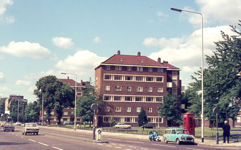 Gedge, Fenning, & Baron Courts, London Road, Mitcham, Surrey CR4. Looking south. Built 1954. 
