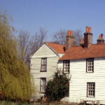 Mill cottages from Watermeads, Mitcham, Surrey CR4. Nos. 475-477 London Road.