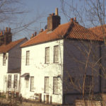 Mill Cottages from Watermeads, Mitcham, Surrey CR4. Nos. 475-479 (right) London Road.