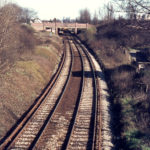 Wimbledon-Croydon Railway, Mitcham Common, Mitcham, Surrey CR4. From Willow Lane bridge.