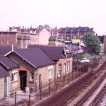 Tooting Station, London SW17. Seen from footbridge to Longley Road. Opened in 1894. River Graveney (ancient parish boundary) and Little Graveney meet near footbridge