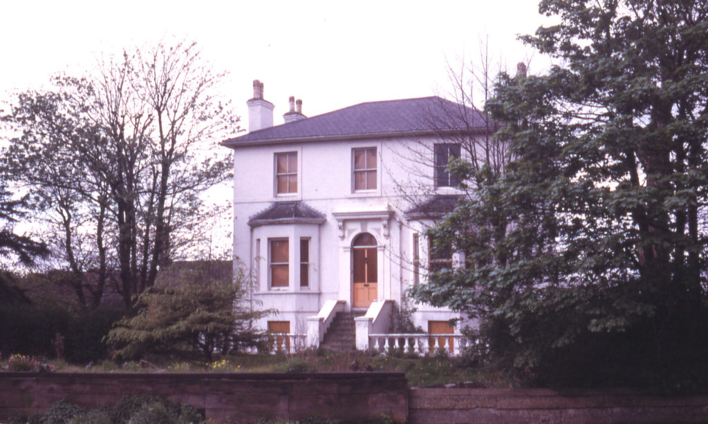 Victorian Vila on Merton side of Wandle, Phipps Bridge Road, London SW19. Built for Paul Addington c. 1850. Demolished 1979.