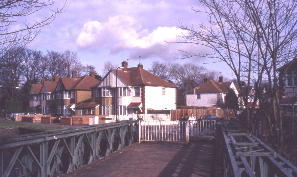 Homefield housing estate from Phipps Bridge, Mitcham, Surrey CR4. Site of Grove field.
