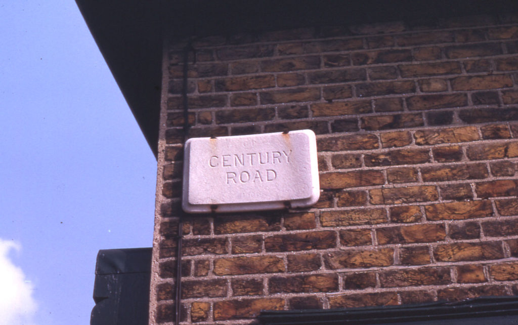 Original street name tablet in Century Road, Mitcham, Surrey CR4.