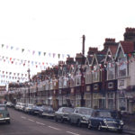 Queen's 25th Jubilee decorations in Oakwood Avenue, Mitcham, Surrey CR4.