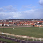 Eastfields & Grove Road from Laburnam Road flats, Mitcham, Surrey CR4. Site of Pain's firework factory to the far right. previously Mitcham Little Wood. acquired by James Pain in 1872.