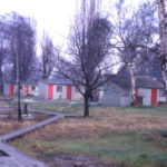 Pain's Firework Factory, Mitcham, Surrey CR4. The 19th. century workshop buildings. with wide separation for safety reasons. The boardwalks prevented grit (a source of sparks) being brought into the buildings.