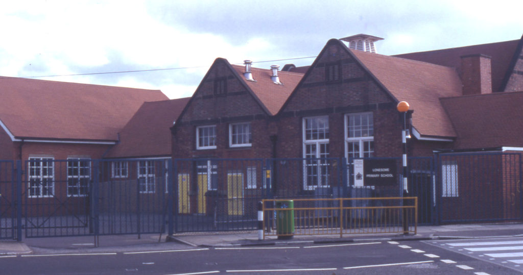 Lonesome Primary School. Grove Road, Mitcham, Surrey CR4. Opened in 1903.
