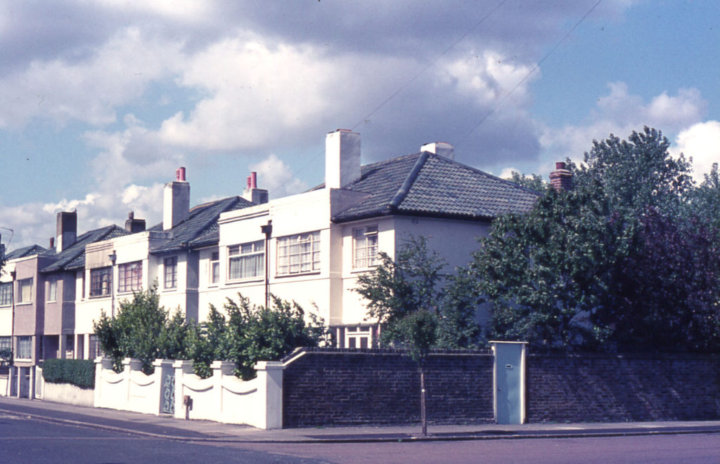 Tamworth Park, Mitcham, Surrey CR4. Numbers 21-51 in art deco style. 1930s.