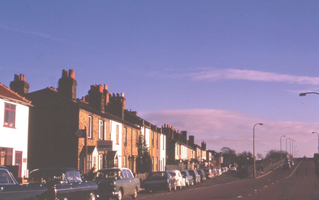 Commonside East, Mitcham, Surrey CR4. Looking east towards Beehive Bridge.