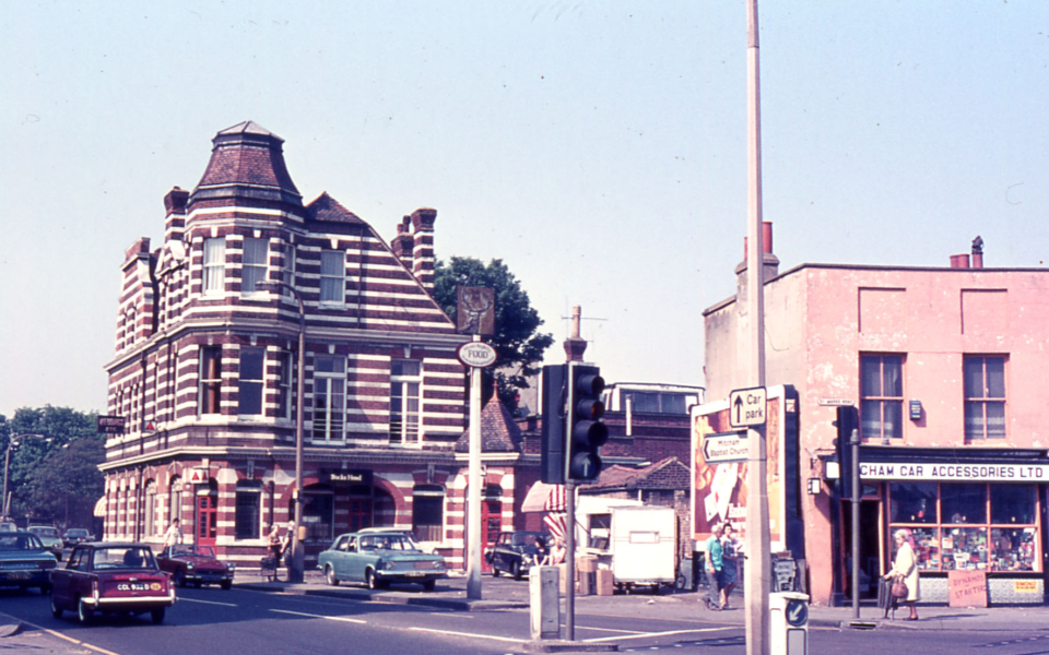 The Bucks Head, Upper Green, Mitcham, Surrey CR4. Built c. 1885. replacing an earlier 18th century building. After aquisiition by Wetherspoons it reopened in December 1990 as the White Lion of Mortimer. 
