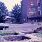 Rear of Durham House, Fair Green, Mitcham, Surrey CR4. Trenches dug by Merton Historical Society.