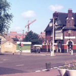 The Kings Arms & Huttons, Upper Green, Mitcham, Surrey CR4. The Kings Arms was re-built in 1900. replacing a smaller 18th century building. Huttons fish shop went by the 1980s.
