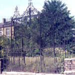 Gates of Eagle House, London Road, Mitcham, Surrey, CR4. Before restoration (late 1970s).