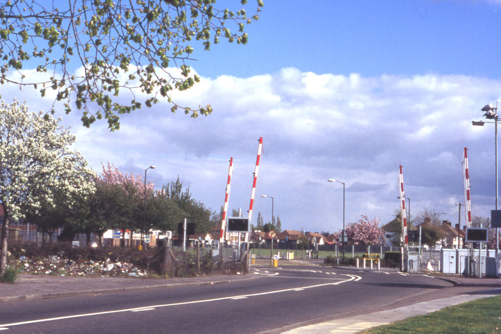 Eastfields crossing from Eastfields Road, Mitcham, Surrey, CR4.