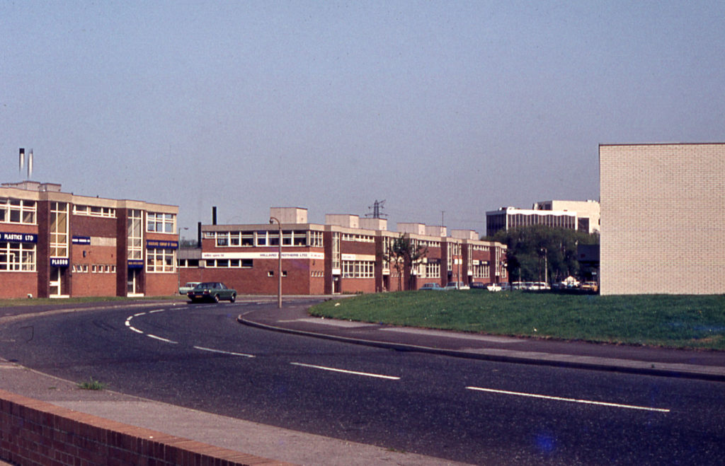 Wates Way, Willow Lane factory estate, Mitcham, Surrey CR4. Factories of the 1960s.