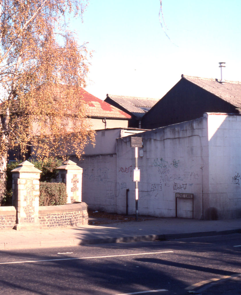 Junction of Love Lane with Church Road, Mitcham, Surrey CR4.