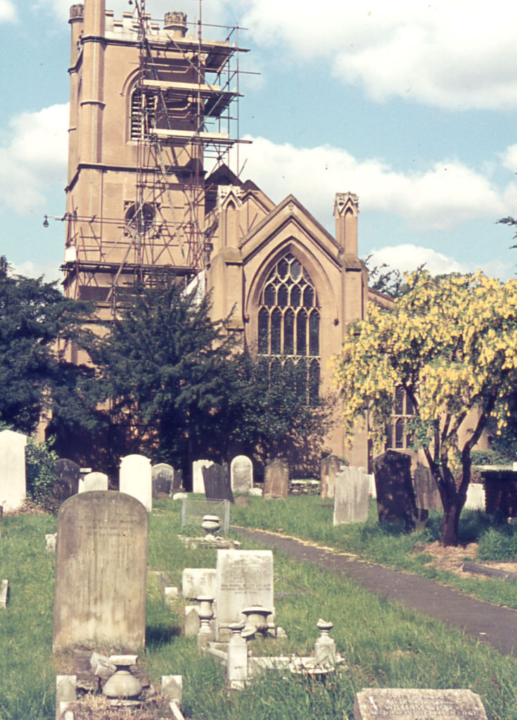 Lightning damage Mitcham Parish Church, Mitcham, Surrey CR4.