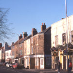 Nos. 34- Church Road, Mitcham, Surrey CR4. The Bull Inn on right.