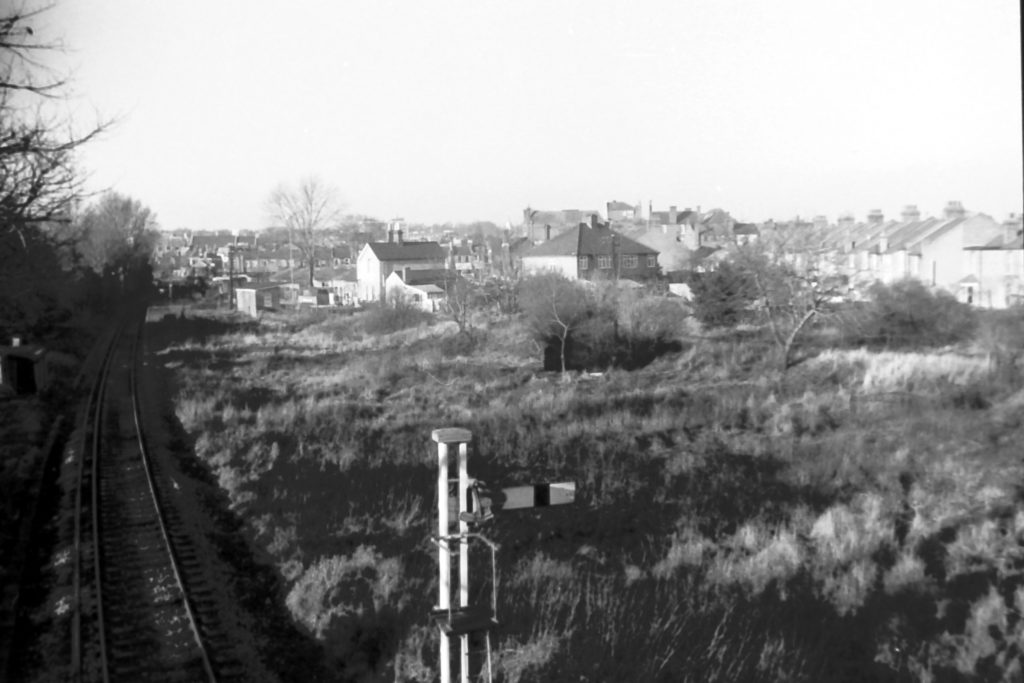Merton Park station from footbridge (1972) WJR