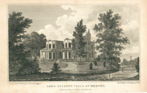 Engraving of 'Lord Nelson's Villa at Merton, Engraved by Amb. Warren from a Drawing by Gyford For Dr. Hughson's Description of London, Published by J. Stratford, 112, Holborn Hill March 1, 1806.'