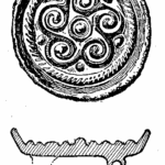 Anglo-Saxon Cemetery, Mitcham: gilt bronze brooch (from H F Bidder Surrey Archaeological Collections 21 (1908) p.13
