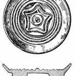 Anglo-Saxon Cemetery, Mitcham: gilt bronze brooch (from H F Bidder Surrey Archaeological Collections 21 (1908) p.5)