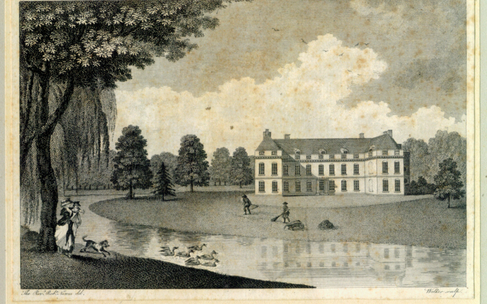 Engraving of Mitcham Grove. In pencil 'Mitcham Grove 1788'